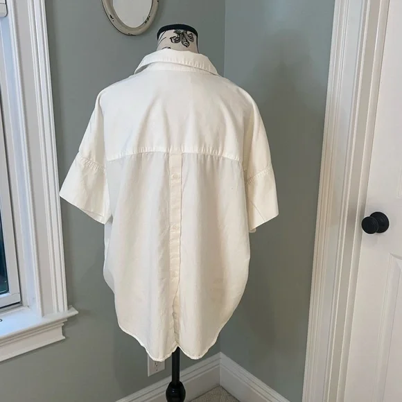 Madewell Courier Button-Back Shirt | White | Size M | Preowned - Picture 8 of 15